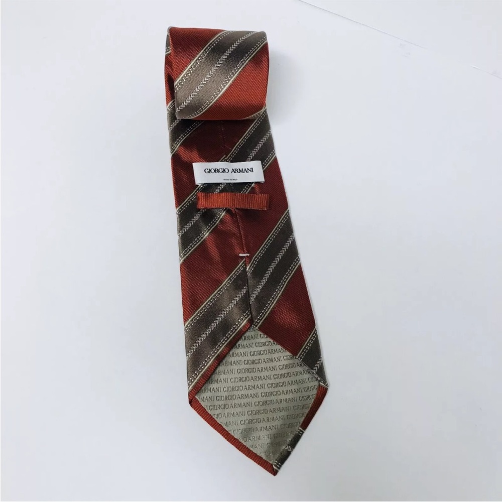 GIORGIO ARMANI Men's 100% Sets Silk Necktie ITALY Red Brown